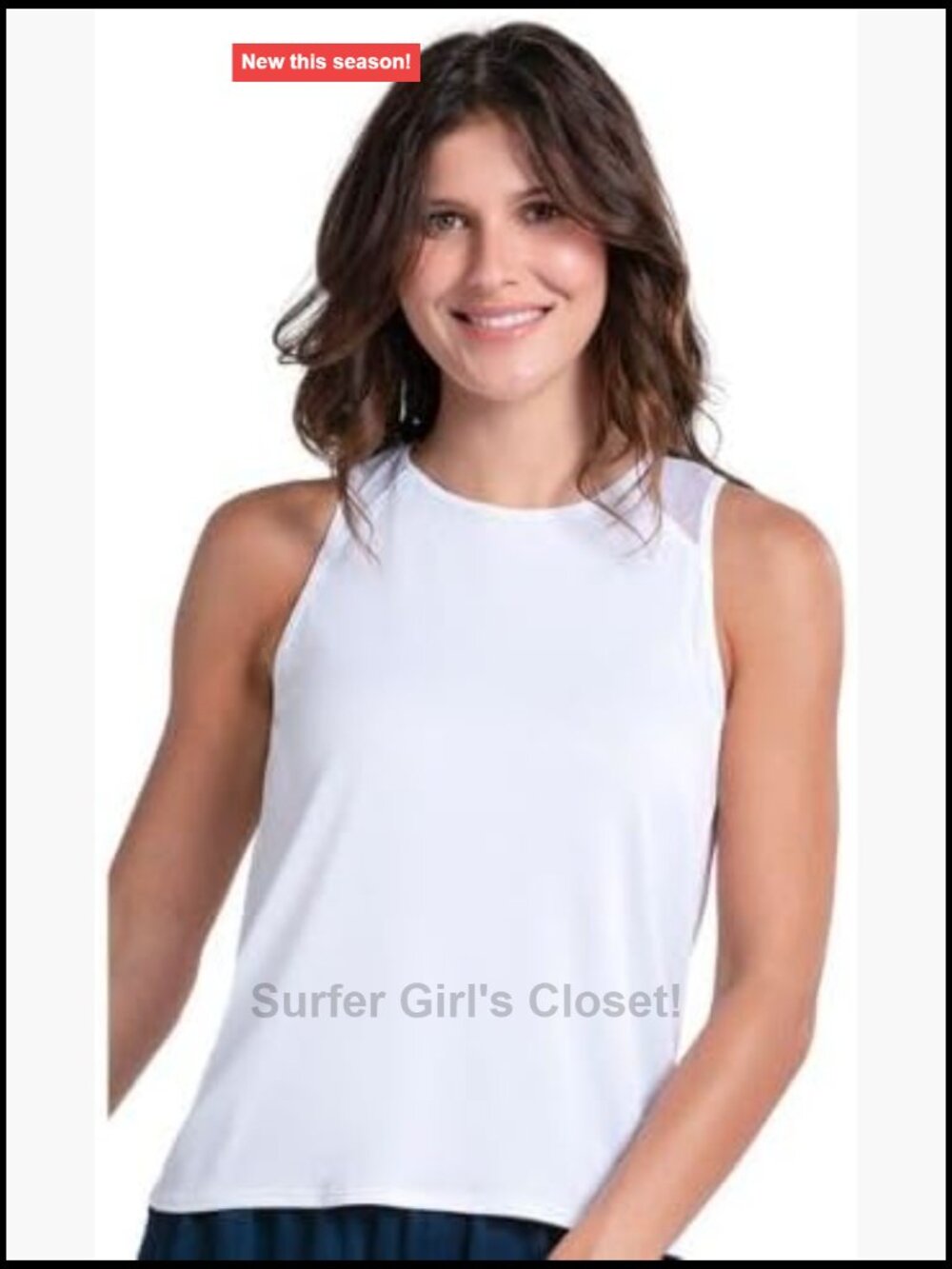 Lucky In Love Twist Back Rib Tank - Mesh Panels, Semi-Fitted